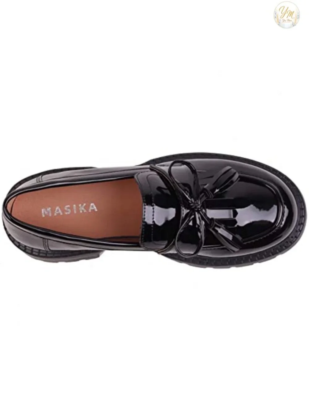 Patent Leather Tassel Loafers Women's Slip-On Thick-Soled Flats Waterproof